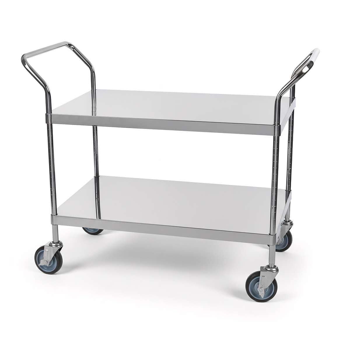 24" x 46" x 37" Stainless Steel Two Shelf Utility Cart - Commercial Heavy-Duty NSF Service Cart with Handles, Storage Rolling Shelving for Warehouse, Office, Food Service