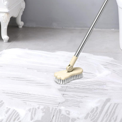 LandHope Long Handled Scrub Brush, Rotatable Brush Head for Bathroom, Kitchen, and Tile Cleaning (Beige)