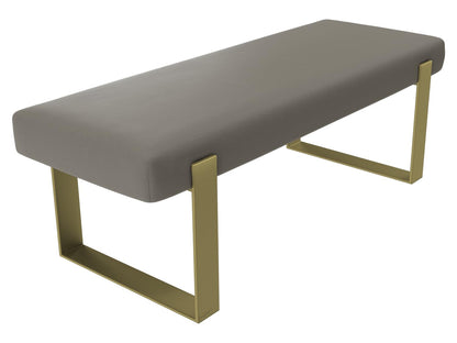 VANT Upholstered Bed Bench - Vintage Leather Dusty Taupe - Burnished Brass - Contemporary Modern, Bedroom Bench Seat, Hallway, or Entryway
