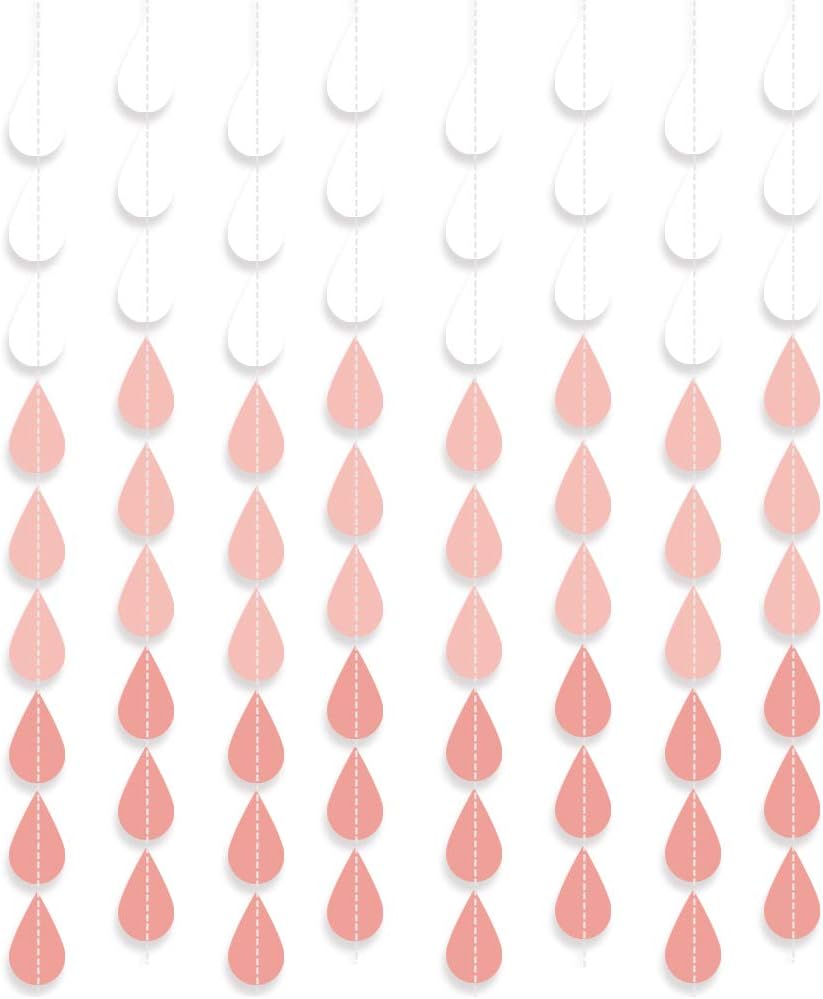 Baby Shower Decorations for Girl - Pink Party Hanging Raindrop Garland, Wedding Supplies, Birthday Banners Decor Set