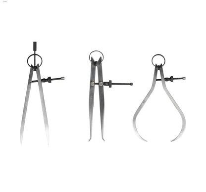 PEC Tools Precision Spring Dividers with Flat Legs and Solid Nut, Polished Natural Steel Finish, Fine Adjustments, Scribing Compass 4" Size and Capacity