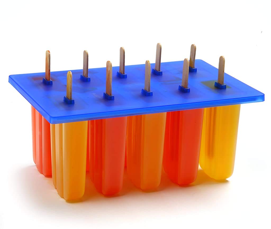 Norpro 423 Frozen Ice Pop Maker with 24 Wooden Sticks, White/Blue, 4x9x5.5 inches