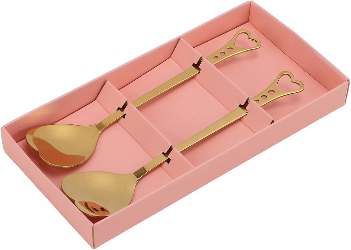 2Pcs Heart Shaped Coffee Dessert Spoon, Metal Stirring Spoon for Tea Dessert Drinks Ice Cream