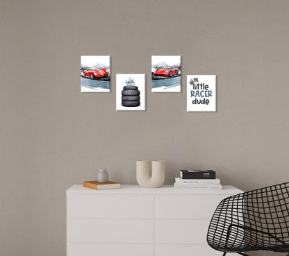 Modern Car Posters Classic Supercar Wall Art Prints, Cool Racing Ferrari Lamborghini McLaren Pagani Canvas Posters for Man Cave Boys Room Wall Decor, Sports Car Art Prints, Set of 4 (8"x10" Unframed)
