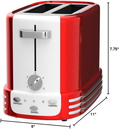 Nostalgia New and Improved Wide 2-Slice Toaster - Perfect for Bread, English Muffins, Bagels, 5 Browning Levels, Crumb
