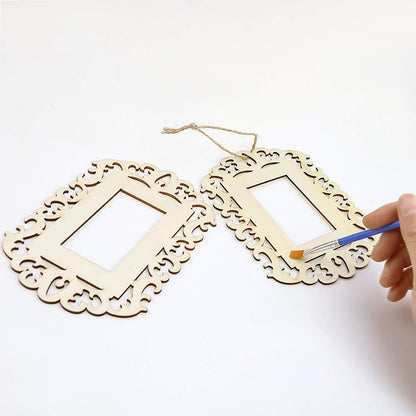 WYKOO 24 Pieces Unfinished Wood Picture Frames, 4.3 x 5.9 Inch Wooden Photo Frame with Jute Rope for Decoration, Crafts, DIY Painting Project, Display and Holds Pictures