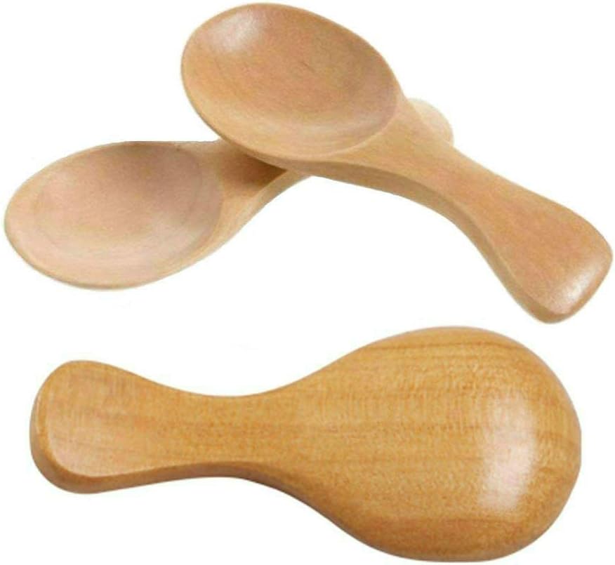 Mini Wooden Spoons, 3 Pack Small Measuring Scoops for Sugar, Salt, Tea, Spices