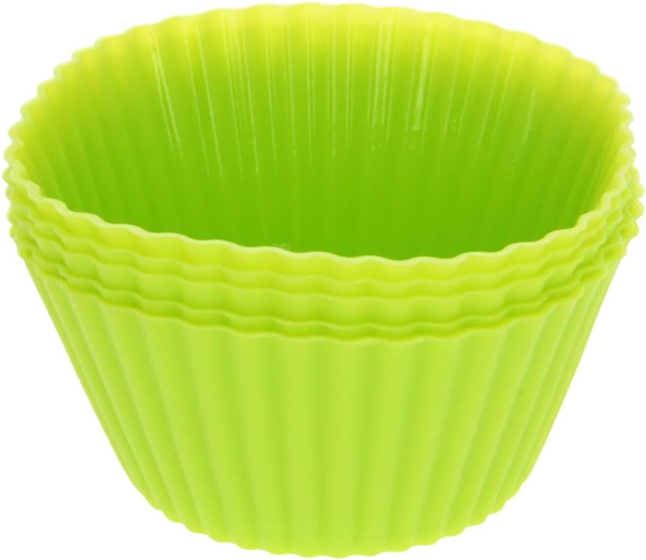 Utoolmart Silicone Cupcake Cups, Reusable Non-stick Baking Liners for Party Halloween Christmas, Green 5 Pcs