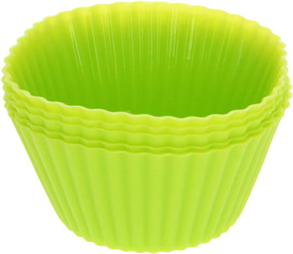Utoolmart Silicone Cupcake Cups, Reusable Non-stick Baking Liners for Party Halloween Christmas, Green 5 Pcs