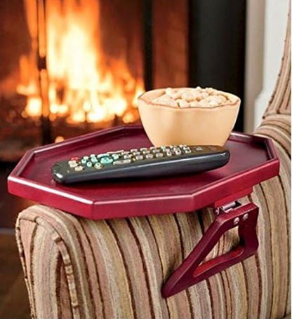 Cherry Wooden Clip-On Table for Armchairs with Protective Lip