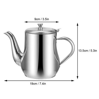 Yardwe Stainless Steel Oil Filter Pot 32Oz with Fine Mesh Strainer and Long Spout for Kitchen Oil Storage and Grease Container with Handle