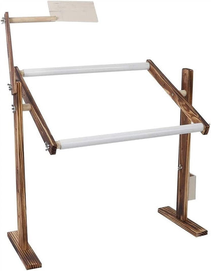 Cross Stitch Frame Stand,Embroidery Rack Frame Floor-Standing Type 360° Adjustable Embroidery Rack,Adjustable Height Wood Frame Stand Sewing Supplies for Art Craft S