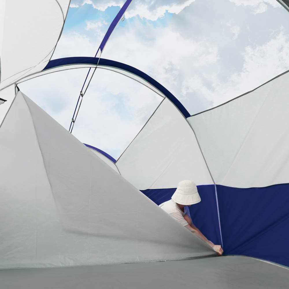 CAMPROS CP Tent 12-Person-Camping-Tents,3 Room Family Tents,Waterproof Windproof Family Tent with Top Rainfly,6 Large Mesh Windows,Double Layer,Easy Set Up, Portable with Carry Bag-20' x 9' x 72"(H)