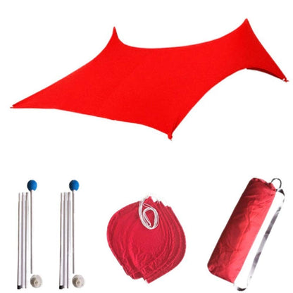Family Tent UV Protection Beach Tent Instant Cabana Canopy Sunwall Family Sunshade Sun Shade UPF50 Tent with 2 Lightweight Folding Steel Poles 4 Sandbag Anchors Large Portable Rain Camping Tarp
