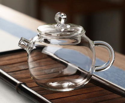 123Arts Mini Tea Pot, Clear Glass Teapot, Small Teapot for One Person Use, 220ml/7.3oz