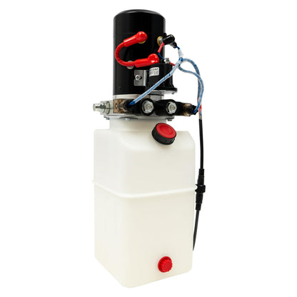 6 Quart 12V DC Hydraulic Pump, Single Acting Power Unit Hydraulic Pump for Dump Trailer Truck Car Trailer Lifting