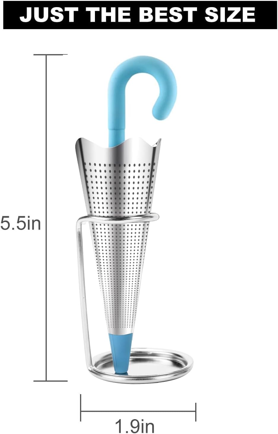 Numola 2Pcs Stainless Steel Fine Mesh Tea Infuser with Drip Tray for Tea Cups, Mugs, Teapots (Red & Blue)