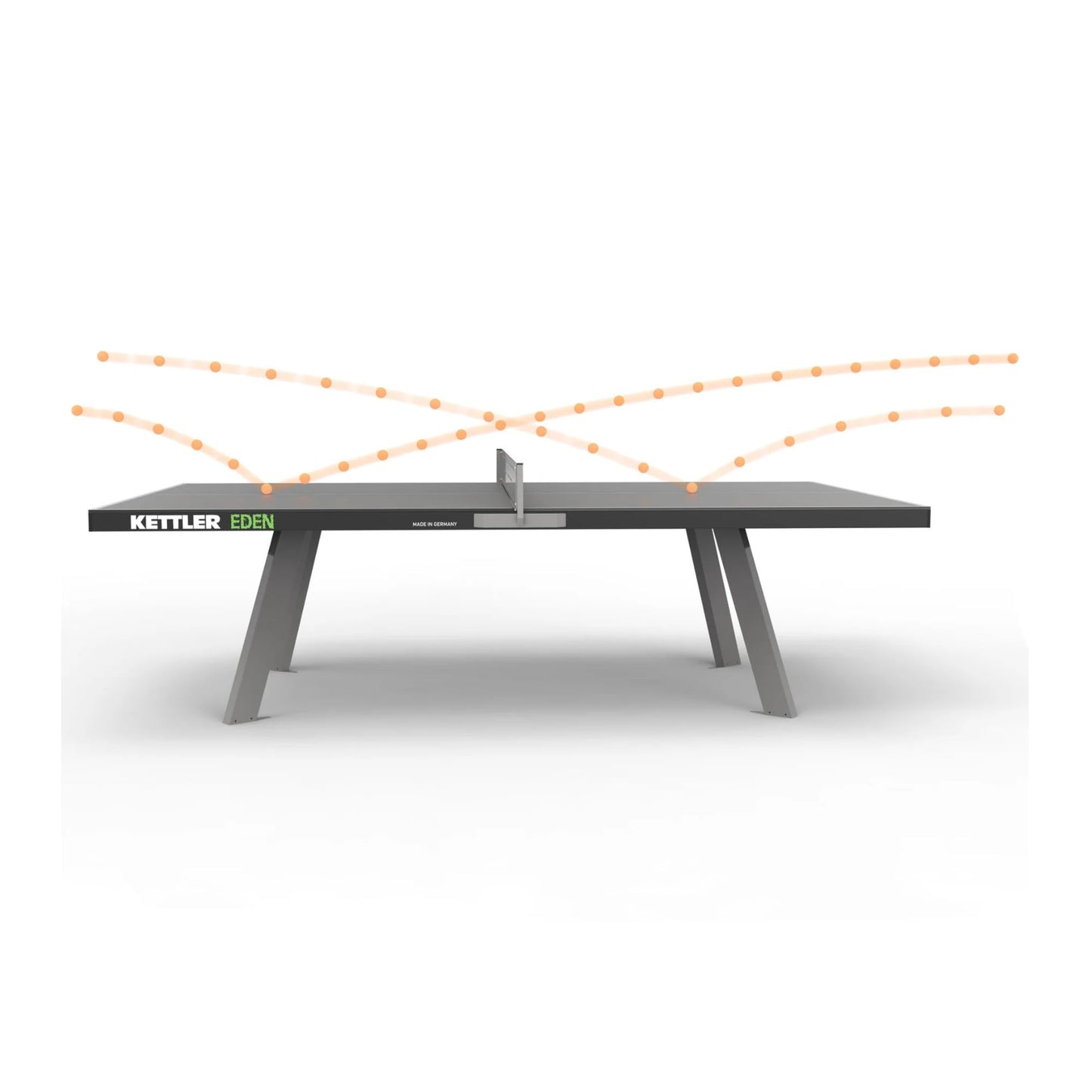 KETTLER Eden Weatherproof Stationary Outdoor Table Tennis Table with Galvanized Steel Legs and Permanent Net and Post System