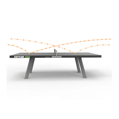 KETTLER Eden Weatherproof Stationary Outdoor Table Tennis Table with Galvanized Steel Legs and Permanent Net and Post System