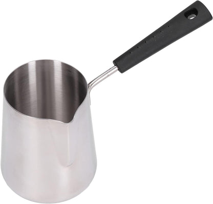 Stainless Steel Turkish Coffee Pot, 600ml Long Handled Milk Frother Pitcher for Home Coffee Shop