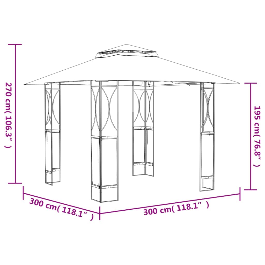 Anthracite Steel Outdoor Gazebo, Large 118x118 Inch Polyester Fabric Canopy, Powder-Coated Frame for Patio, Garden, Events Outdoor Structures