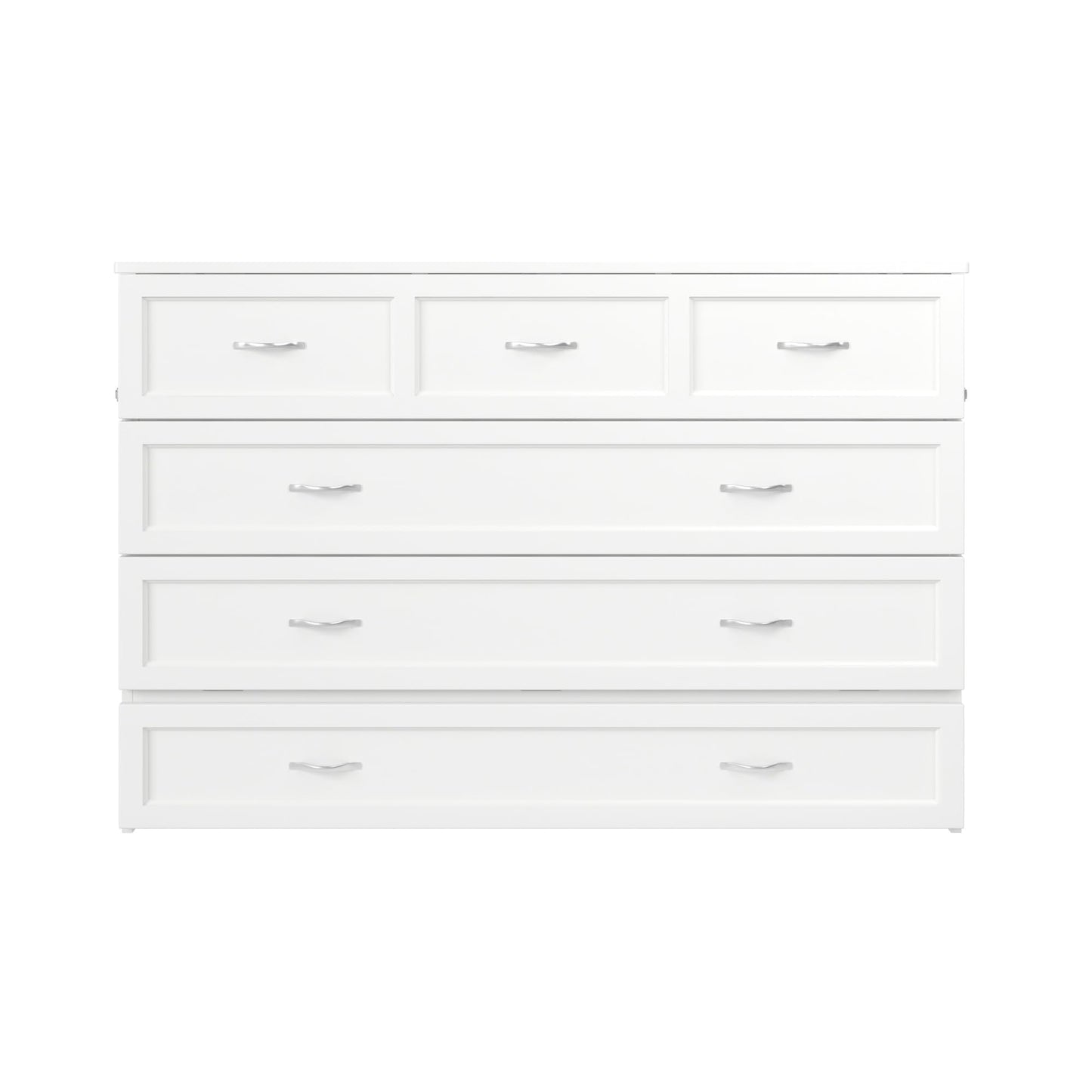 AFI Northfield Queen Size Murphy Bed Chest with Mattress, Storage, & Built-in Charger in White
