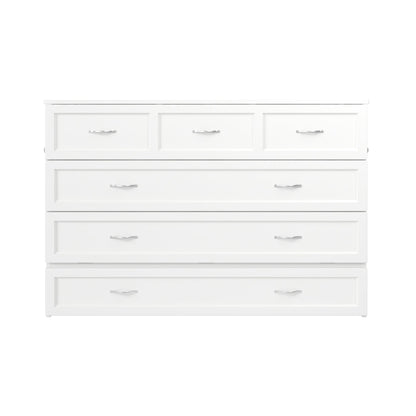 AFI Northfield Queen Size Murphy Bed Chest with Mattress, Storage, & Built-in Charger in White