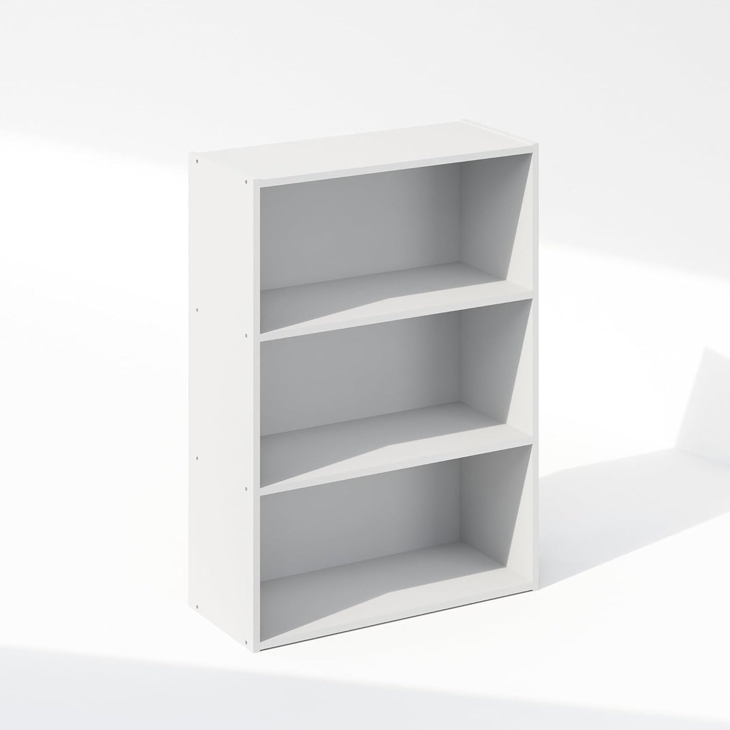 Furinno Reed 3-Tier Multipurpose Open Shelf for Clothing & Closet Storage Organization, Plain White