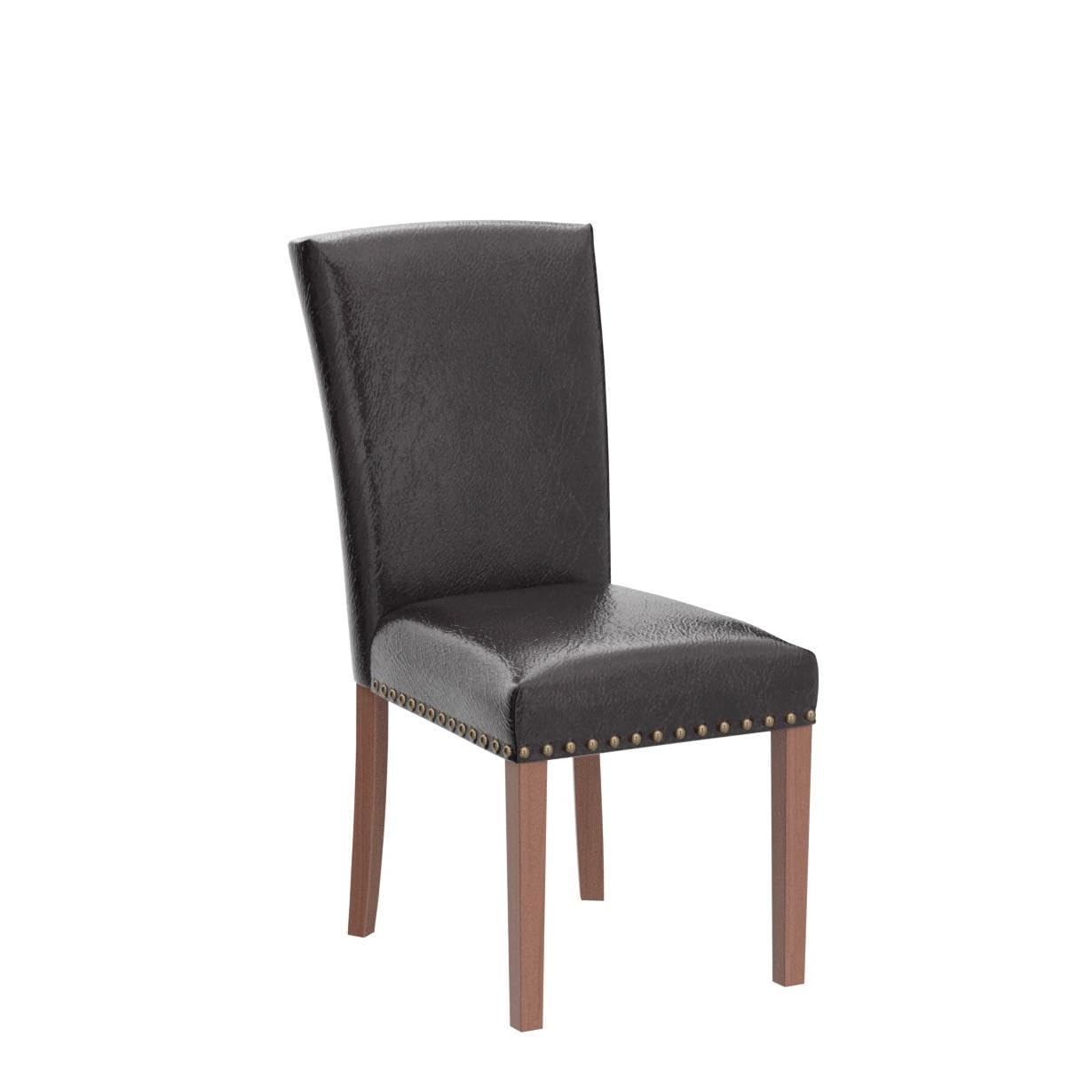 COLAMY Upholstered Parsons Dining Chairs Set of 4, PU Leather Dining Room Kitchen Side Chair with Nailhead Trim and Wood Legs - Dark Brown