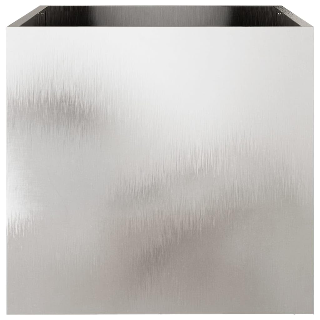 Foknhdi Set of 2 Large Silver Stainless Steel Rectangular Planters 18.5 x 19.3 x 18.1 in, Polished Planter Box for Patio Balcony Living Room Modern Indoor Outdoor Decor