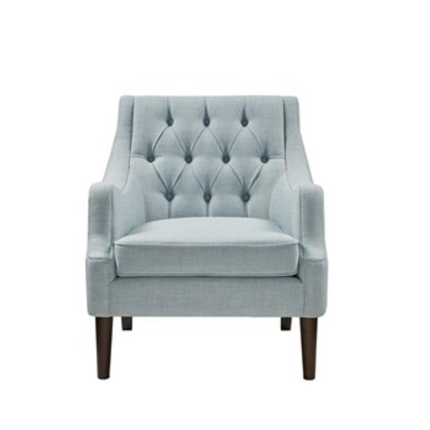 Madison Park Accent Chair for Living Room, Upholstered Button Tufted Back, Removable 5.75" T Seat Cushion, Solid Wood Legs, Modern Accent Armchair Family Room Furniture, Bedroom Chair, 29.25" W Blue