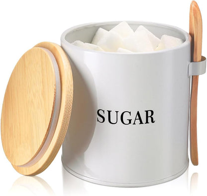 17oz Countertop AISBUGUR Sugar Bowl with Lid and Spoon: Metal Sugar Container - Airtight Food Sugar Jar - Coffee Bar