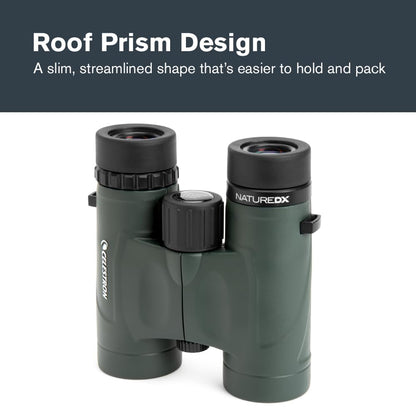 Celestron - Nature DX 8x32 Binoculars – Ideal for Birding and Outdoors – 32mm Objective Lenses – Wide 7.4° Field of View – BaK-4 Prisms – Fully Multi-Coated – Waterproof and Fogproof