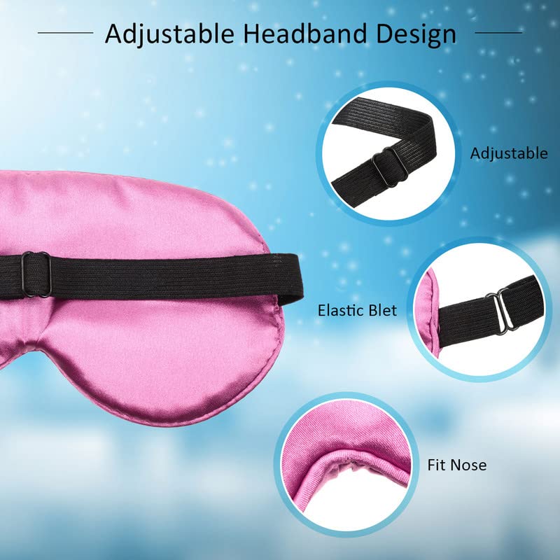 BBTO 4 Pcs Silk Sleep Eye Masks Smooth Soft Satin Eye Covers with Adjustable Strap Blindfold for Sleeping Blocking Out Lights Travel Relaxation (Royal Blue, Dark Green, Navy Blue, Black)