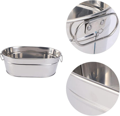 DOITOOL Galvanized Metal Tub, Oval Beverage Tub for Parties, Ice Bucket, Storage Bucket, 8.84x6.01x3.14 inch