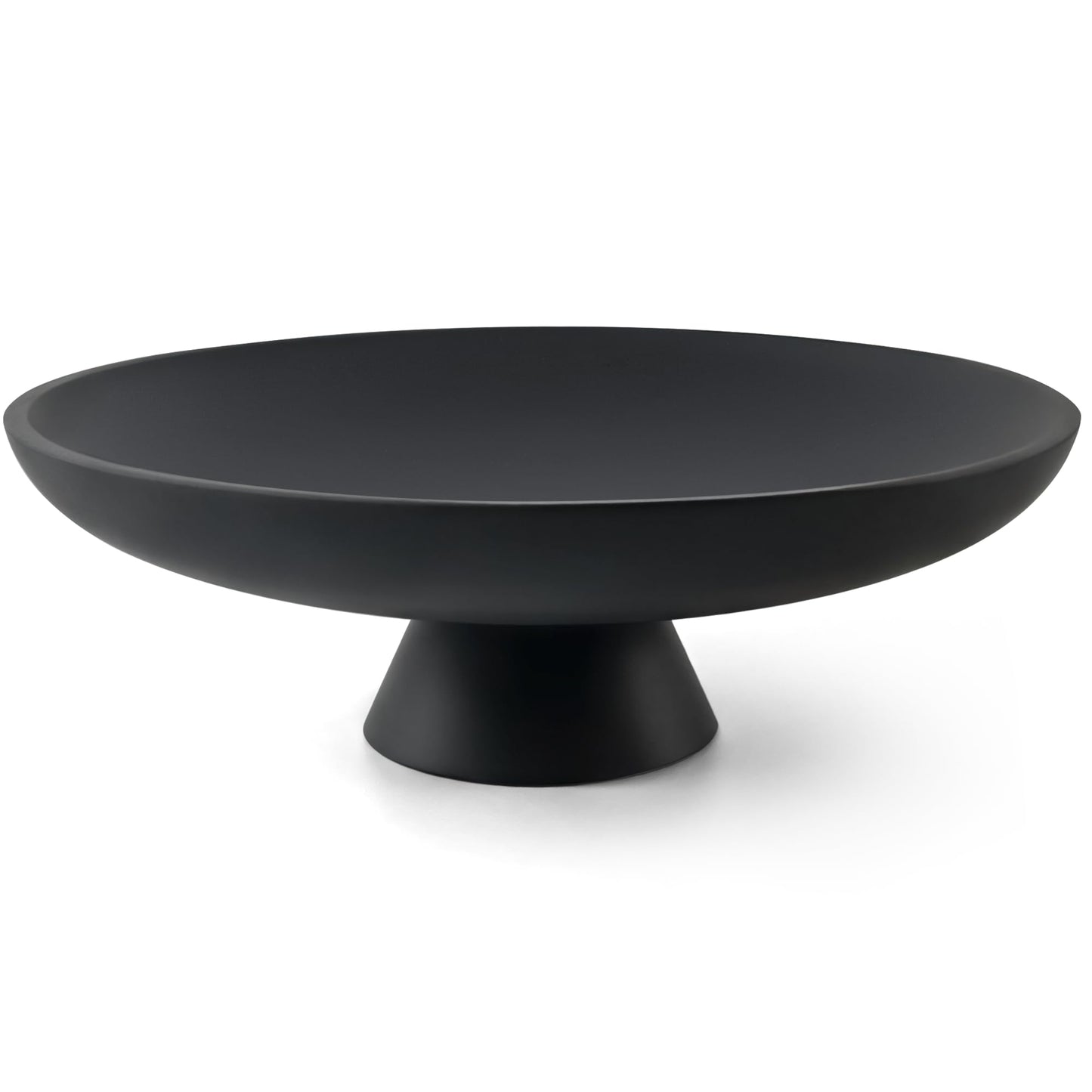 LIN CHUAN Large Decorative Bowl, Modern Resin Pedestal Bowl for Home Decor, Stylish Fruit Bowl for Kitchen Counter, Chic Key Holder for Entry Table, Matte Black