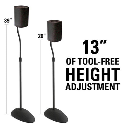 SANUS Height Adjustable Speaker Stands for Home Theater - Durable Design w/Tear Drop Base Fits Speakers up to 4lbs - 13" of Tool-Free Height Adjustment - Easy DIY Assembly