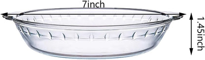 Round Glass Pie Pans, 1 Pack, 7in Clear Baking Dishes with Handles for Apple Pie, Pumpkin Pie, Salads