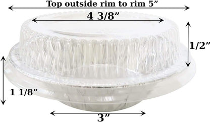 Disposable Aluminum Foil Tart Pan with Lid, 5" Individual Pie Pans, Mini Pie Pans, Pot Pie Tins, Baking Pan, Perfect