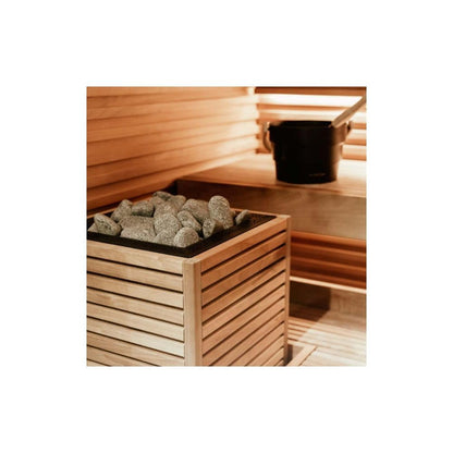 HUUM CORE6 6.5KW Series, Sauna Heater, Customizable Exterior with Control (Sauna Stones Included) (6.5kW Thermo-Aspen Wood - Stainless Steel Inlay, UKU WiFi - Gold)