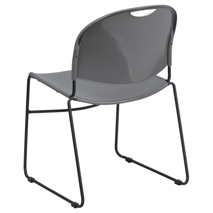 Flash Furniture 5 Pack HERCULES Series 880 lb. Capacity Gray Ultra-Compact Stack Chair with Black Powder Coated Frame