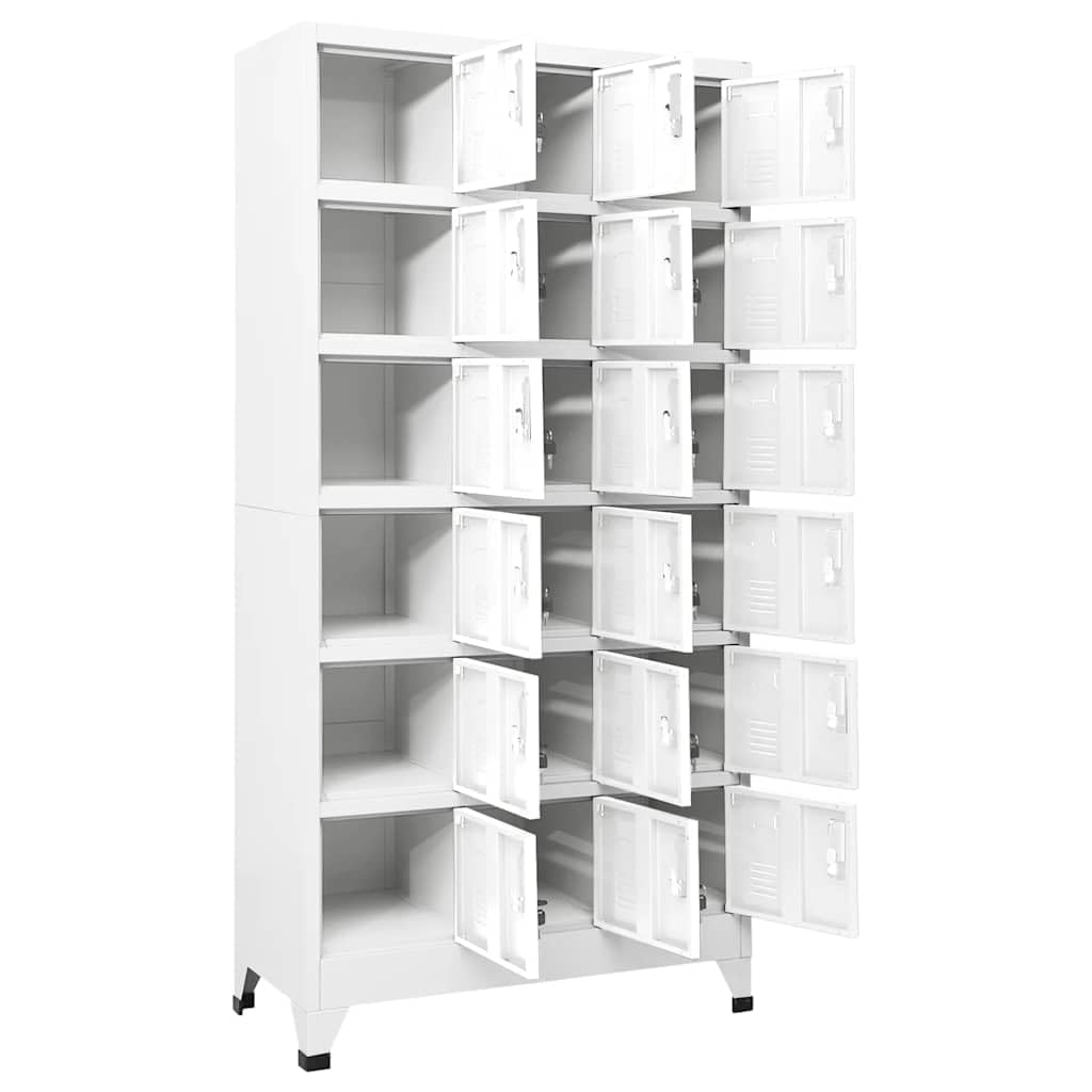 FMPGJLYH 18-Door Industrial Metal Locker Cabinet, Large Vertical Storage Organizer for Office, Gym, and School, Matte Gray Steel Storage Unit 35.4W x 15.7D x 70.9H