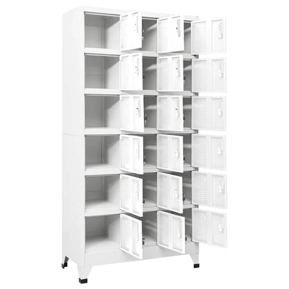 FMPGJLYH 18-Door Industrial Metal Locker Cabinet, Large Vertical Storage Organizer for Office, Gym, and School, Matte Gray Steel Storage Unit 35.4W x 15.7D x 70.9H