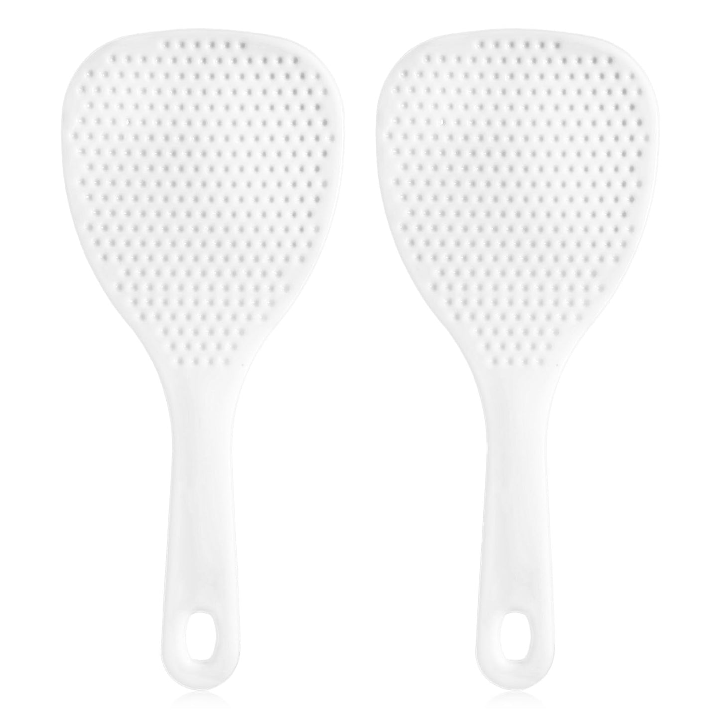 2 Pcs Rice Paddle Spoon, 7.5 Inch White Plastic Non-Stick Rices Paddle Rice Serving Spoon Server Spatula Scooper Kitchen Cooking Utensil for Serving Electric Rices Cooker Grains Potatoes Cooking