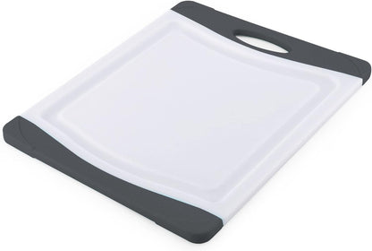 Farberware Nonslip Poly Cutting Board, 8x10-Inch, Gray and White
