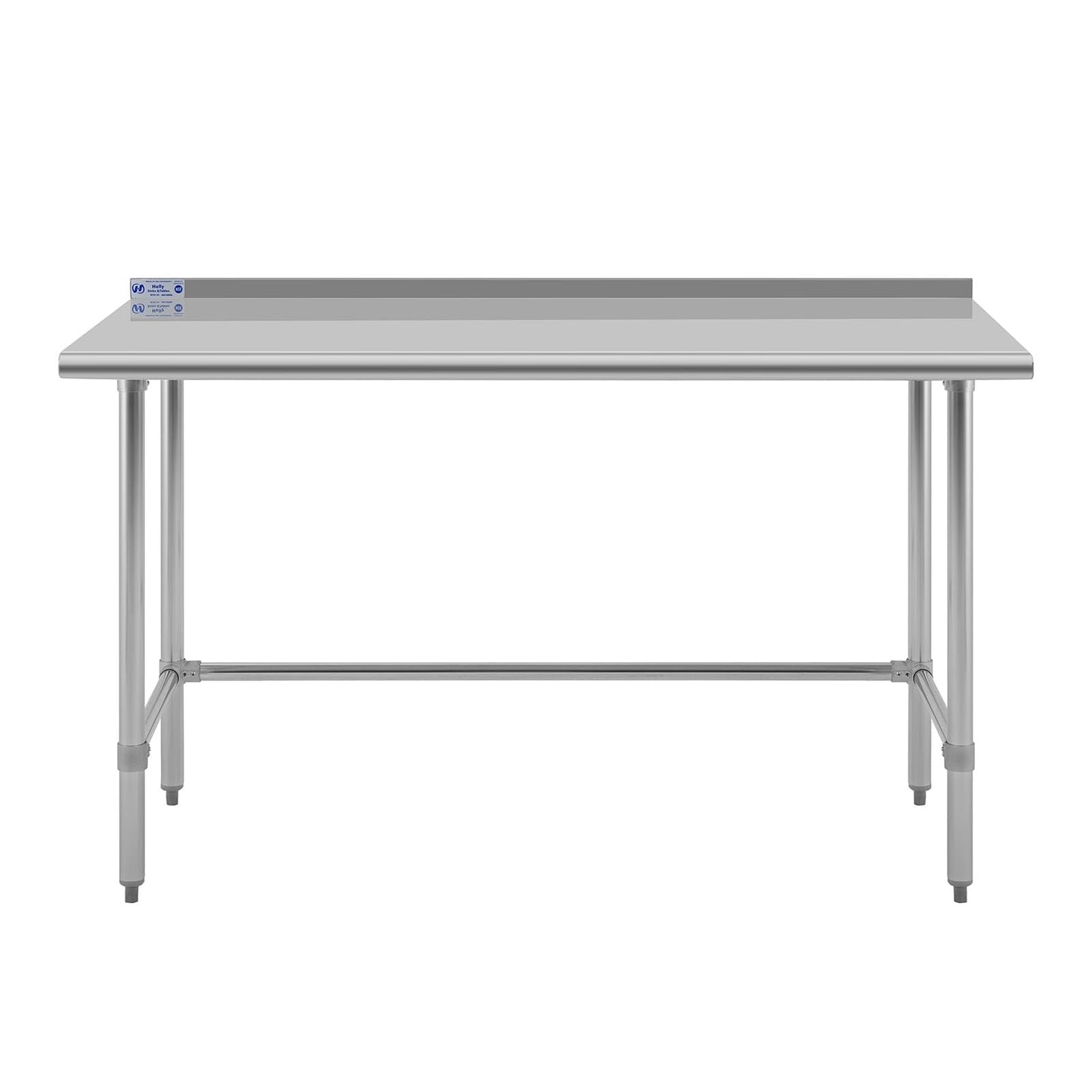 Hally Open Base Stainless Steel Table 30 x 60 Inches, NSF Commercial Heavy Duty Prep & Work Table with Backplash and Galvanized Legs for Restaurant, Home and Hotel