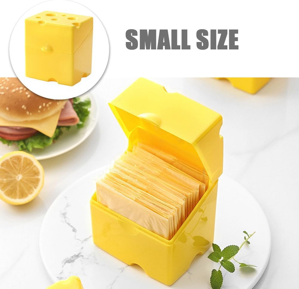 IMIKEYA Cute Sliced Cheese Storage Container, Airtight Cheese Box with Flip Lid, Butter Block Fridge Keeper for Kitchen