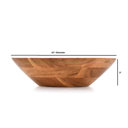 Samhita Acacia Wood Serving Bowl, Fruit Bowl, Friendly and Perfect for Salad, Vegetables and Fruit,Single Salad Bowl (10" x 10" x 3")