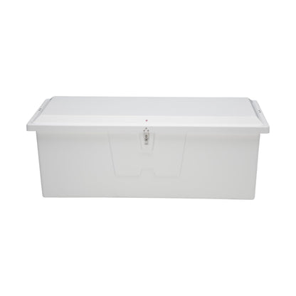 Taylor Made Stow N’ Go Deep Fiberglass Dock Box, Medium (27"H X 72"W X 26"D), White, Smooth Interior Finish, Lockable Latch, Stainless-Steel Hardware - 83554