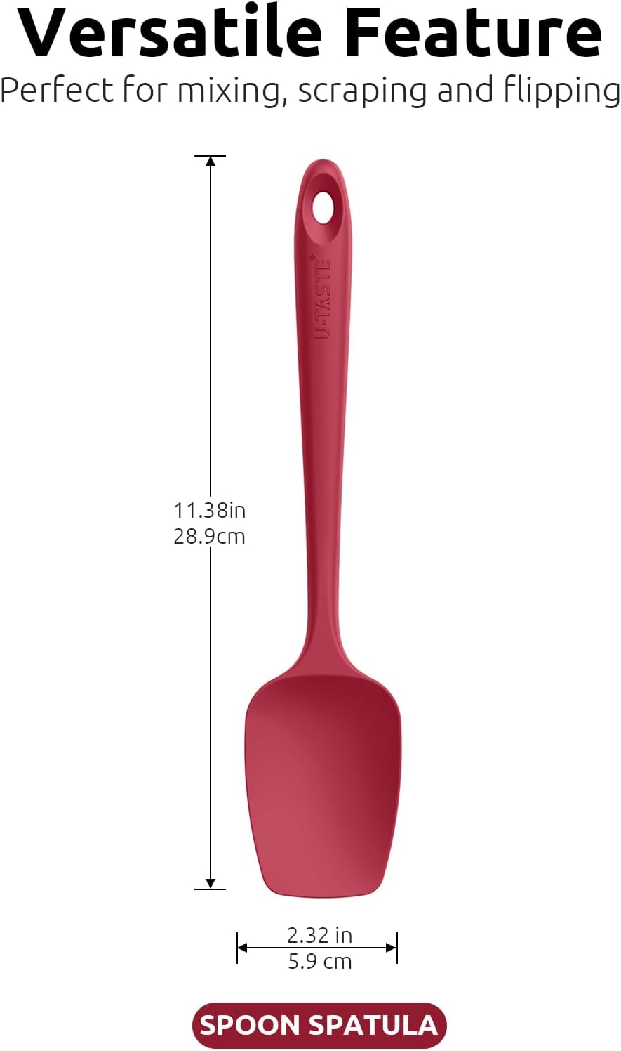U-Taste Silicone Spoon Spatula Set - 600ºF Heat Resistant Flexible Rubber Kitchen Baking Utensils Set of 3